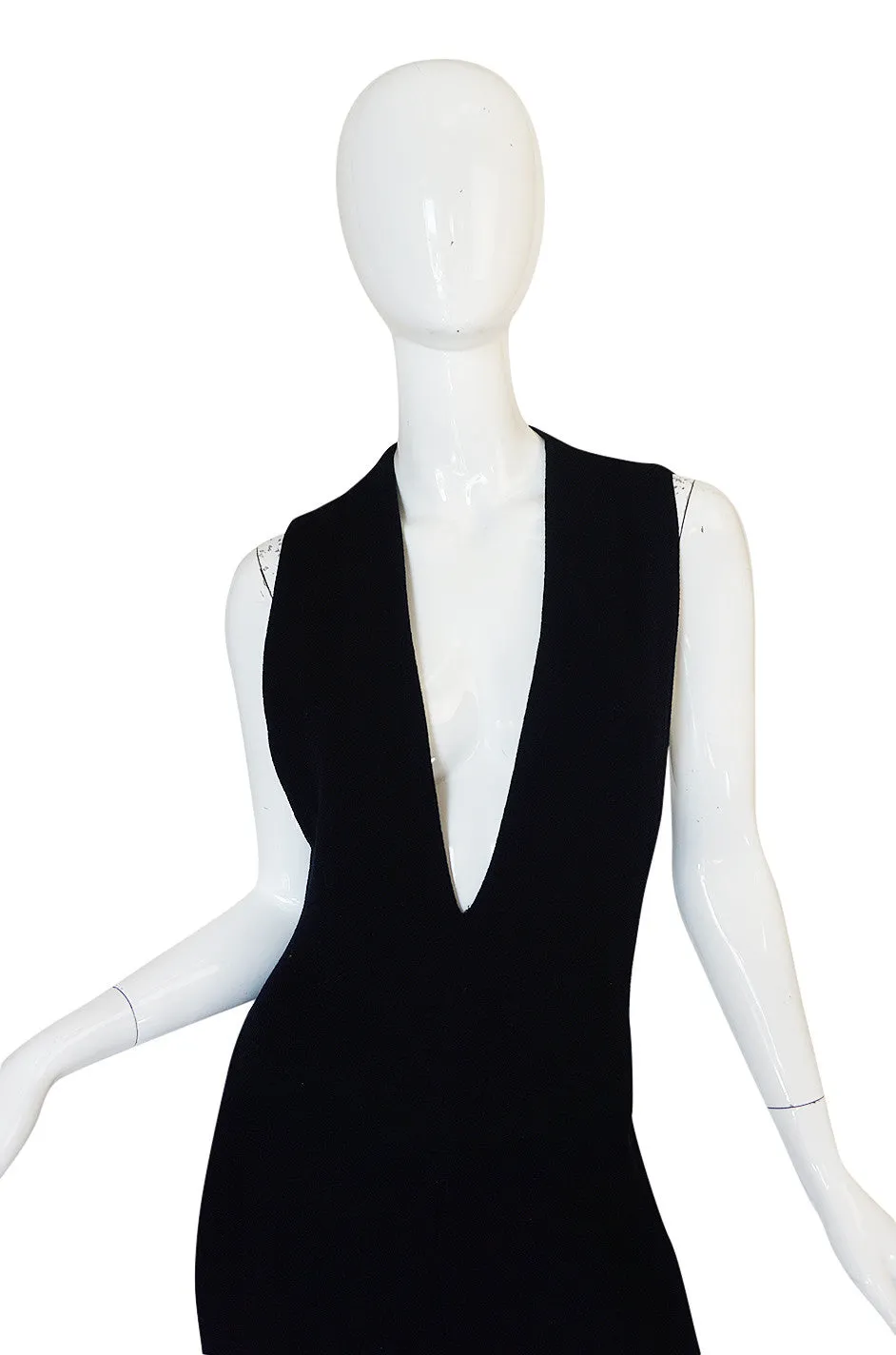 1980s Donna Karan Plunging Stretch Stirrup Pant Jumpsuit