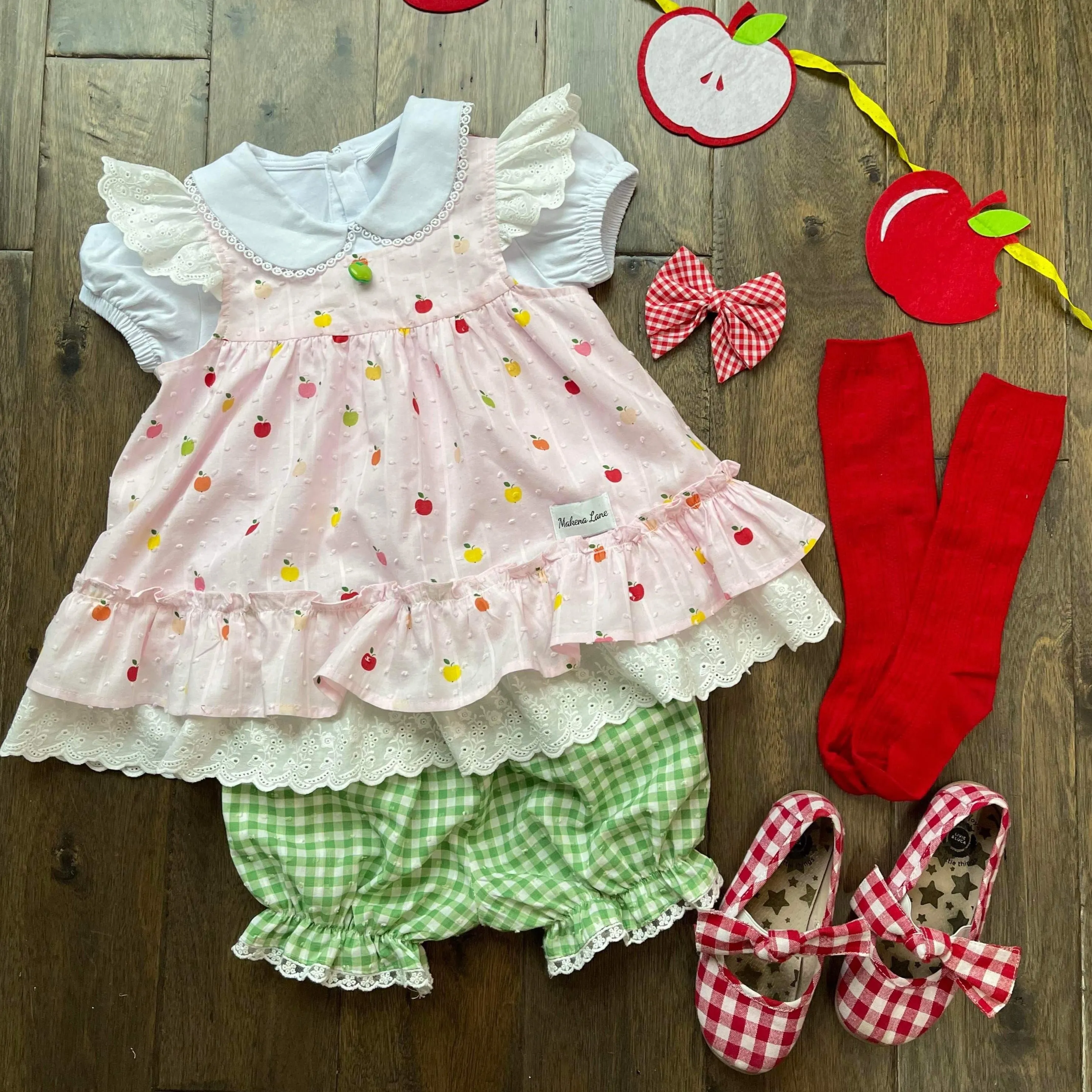 A Is for Apple: Tunic and Tunic Sets with Green Shorties (SIZE 8, 14 and 16 ONLY)