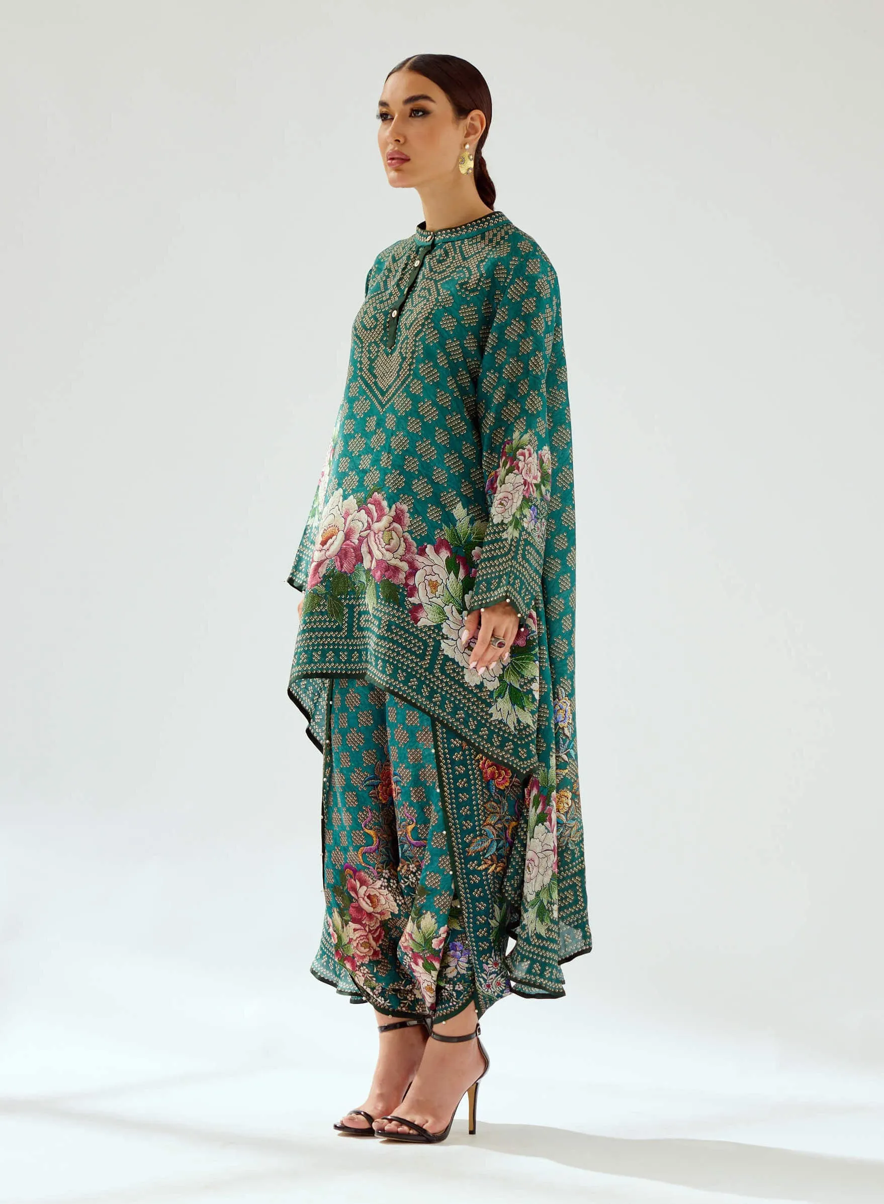 Aafreen teal flared tunic