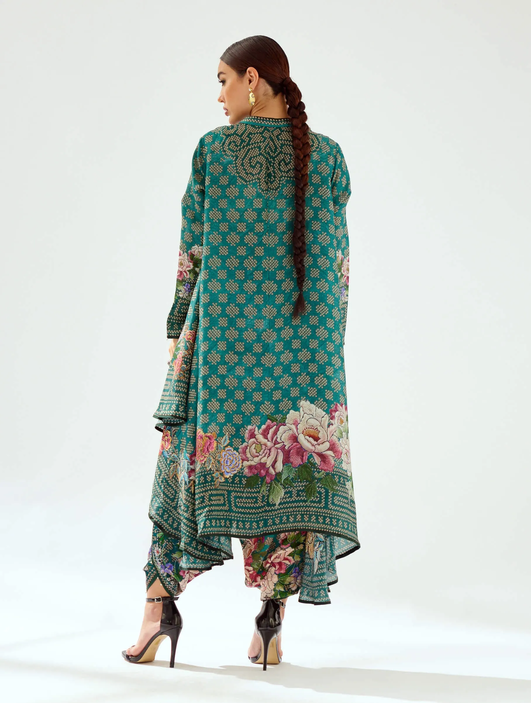 Aafreen teal flared tunic