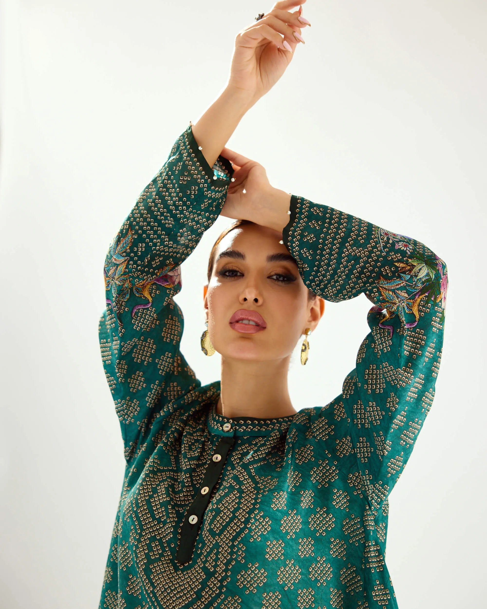 Aafreen teal flared tunic