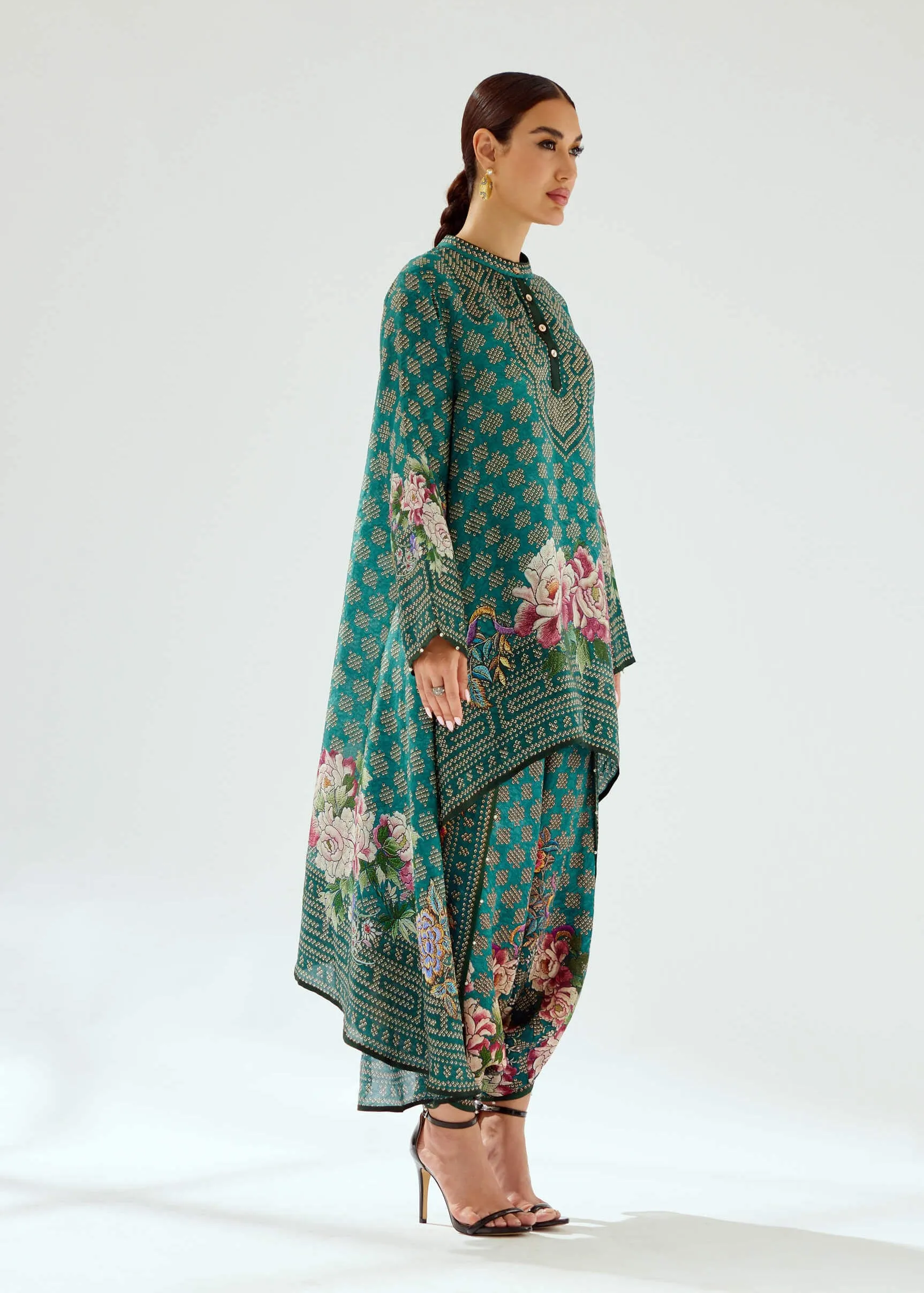 Aafreen teal flared tunic