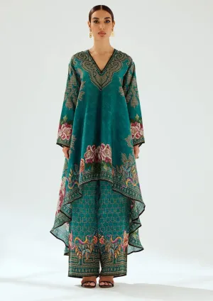 Aarvi teal silk tunic