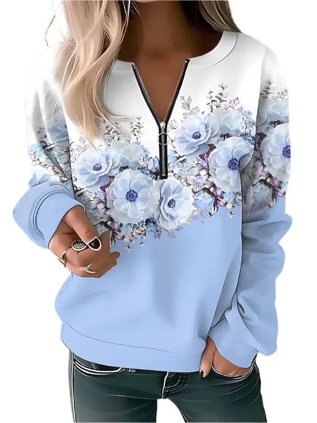 Adelaide – Stylish Floral Zip-up Sweater for Women