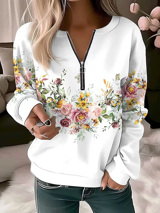 Adelaide – Stylish Floral Zip-up Sweater for Women