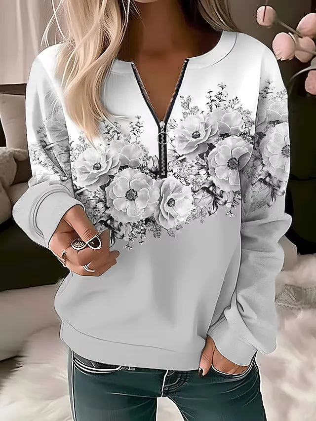 Adelaide – Stylish Floral Zip-up Sweater for Women
