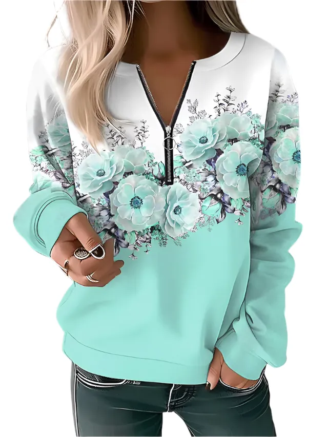 Adelaide – Stylish Floral Zip-up Sweater for Women