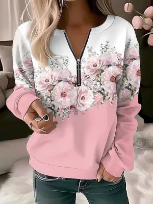 Adelaide – Stylish Floral Zip-up Sweater for Women
