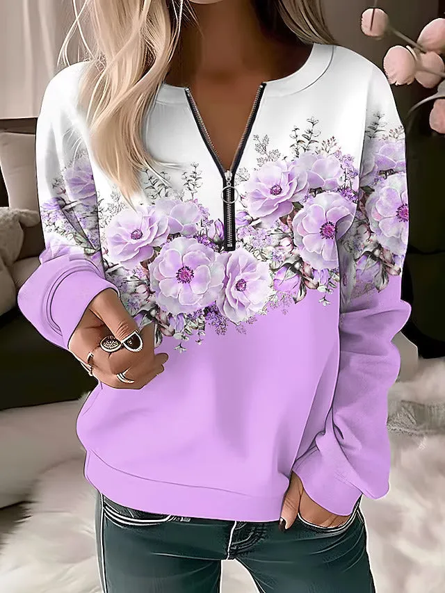 Adelaide – Stylish Floral Zip-up Sweater for Women