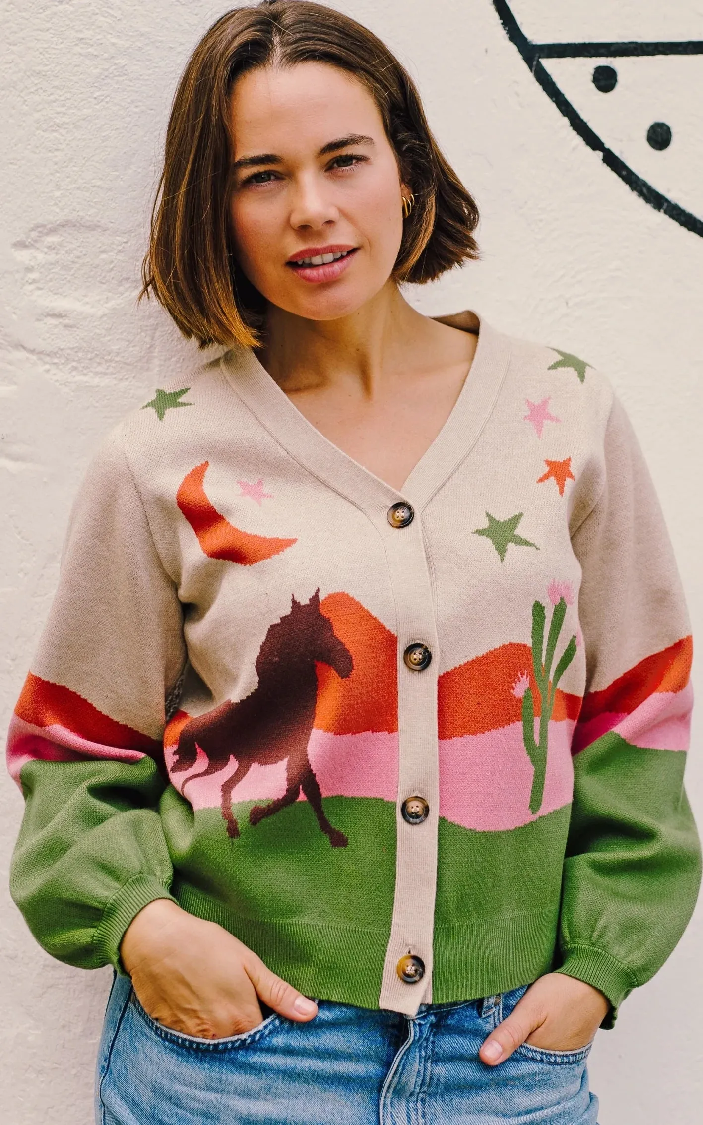 Adrian Cardigan Oatmeal Desert Cowgirl