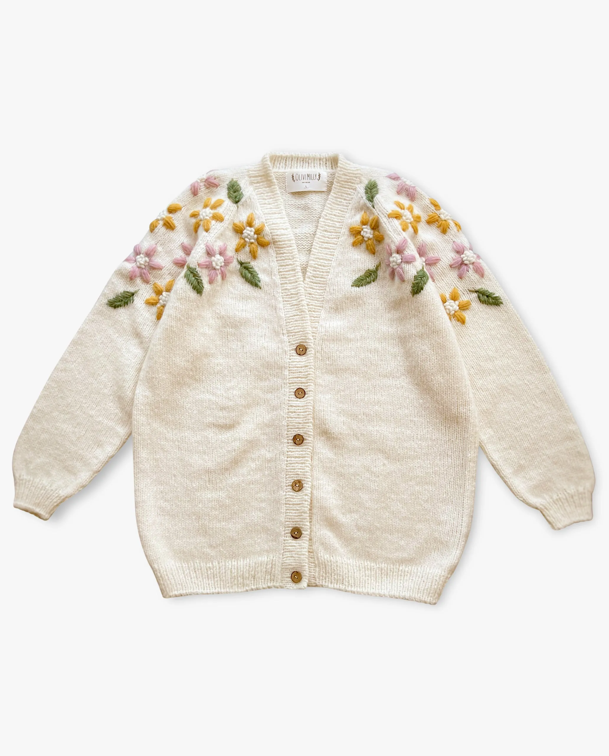 Adult Flower Rain cardigan | off white