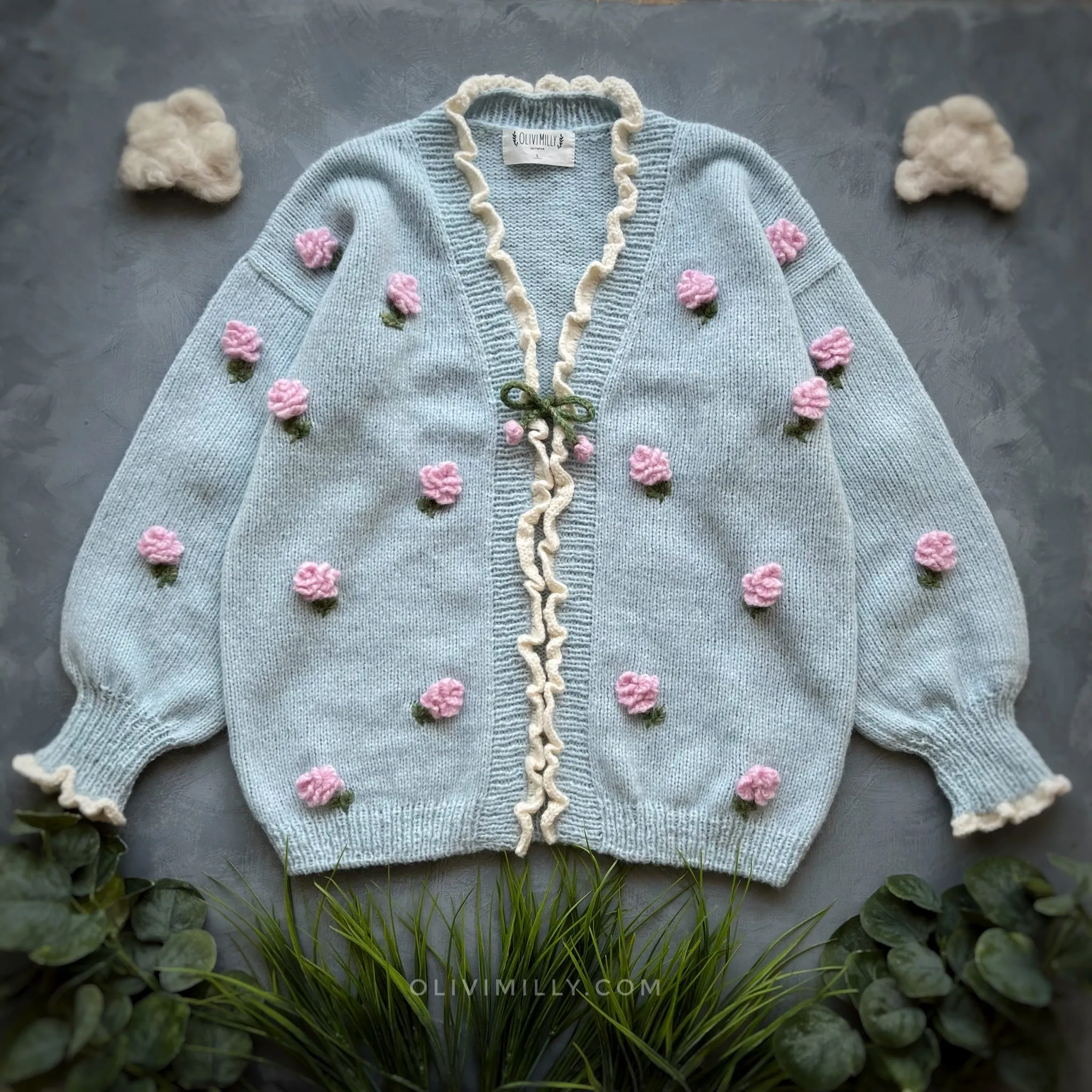Adult Roses cardigan | Blue