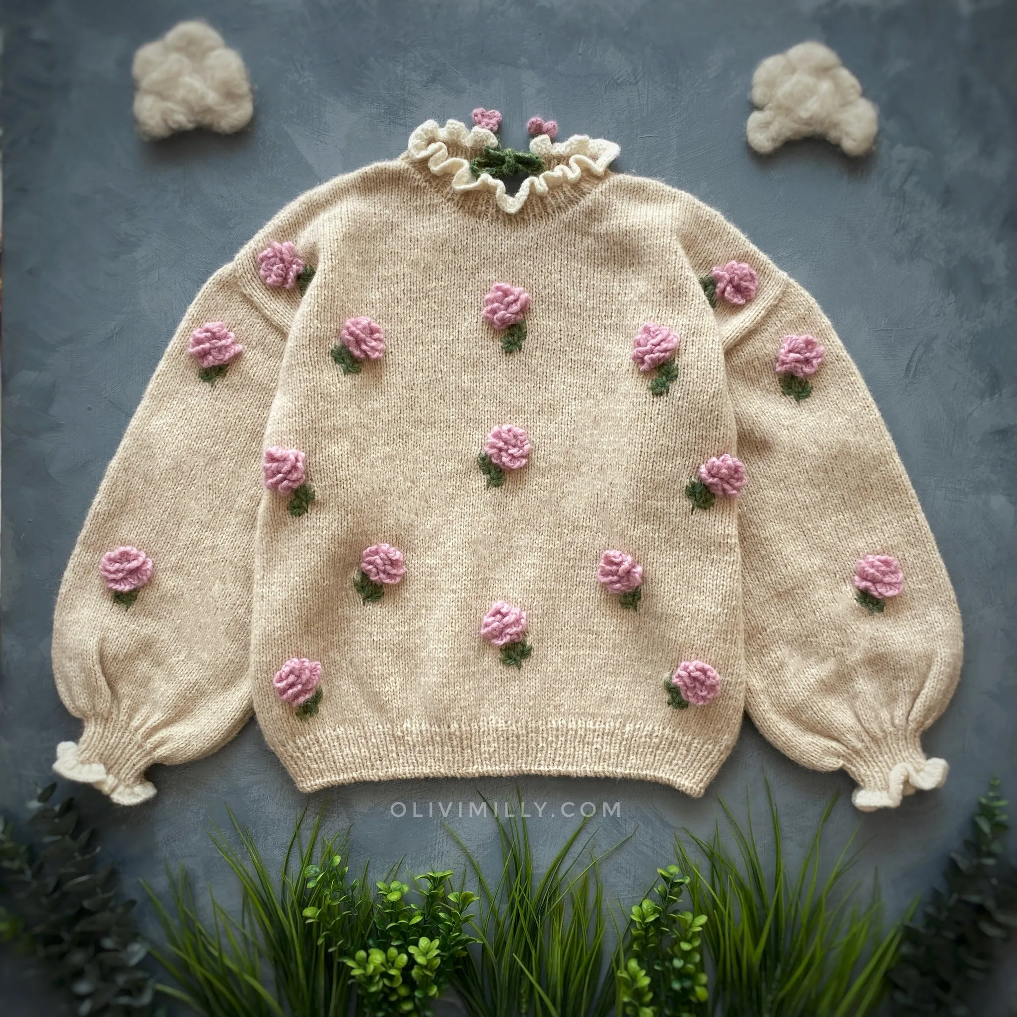 Adult Roses Pullover | Wheat