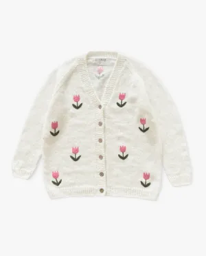 Adult Tulips cardigan | Off white