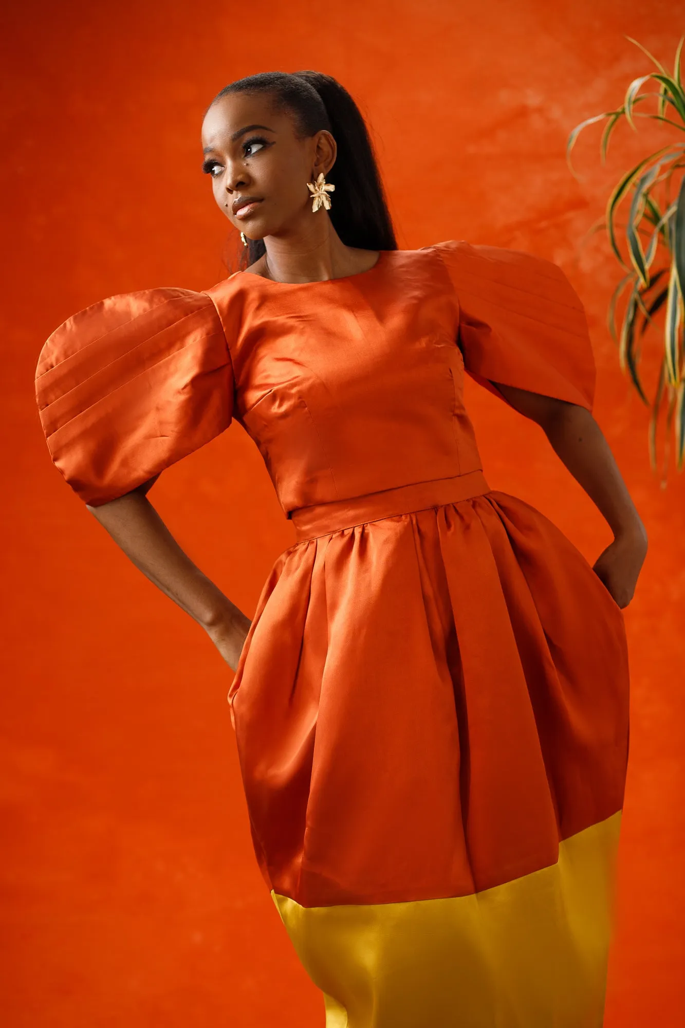 Aelia Two-Piece Set (Orange/Mustard)