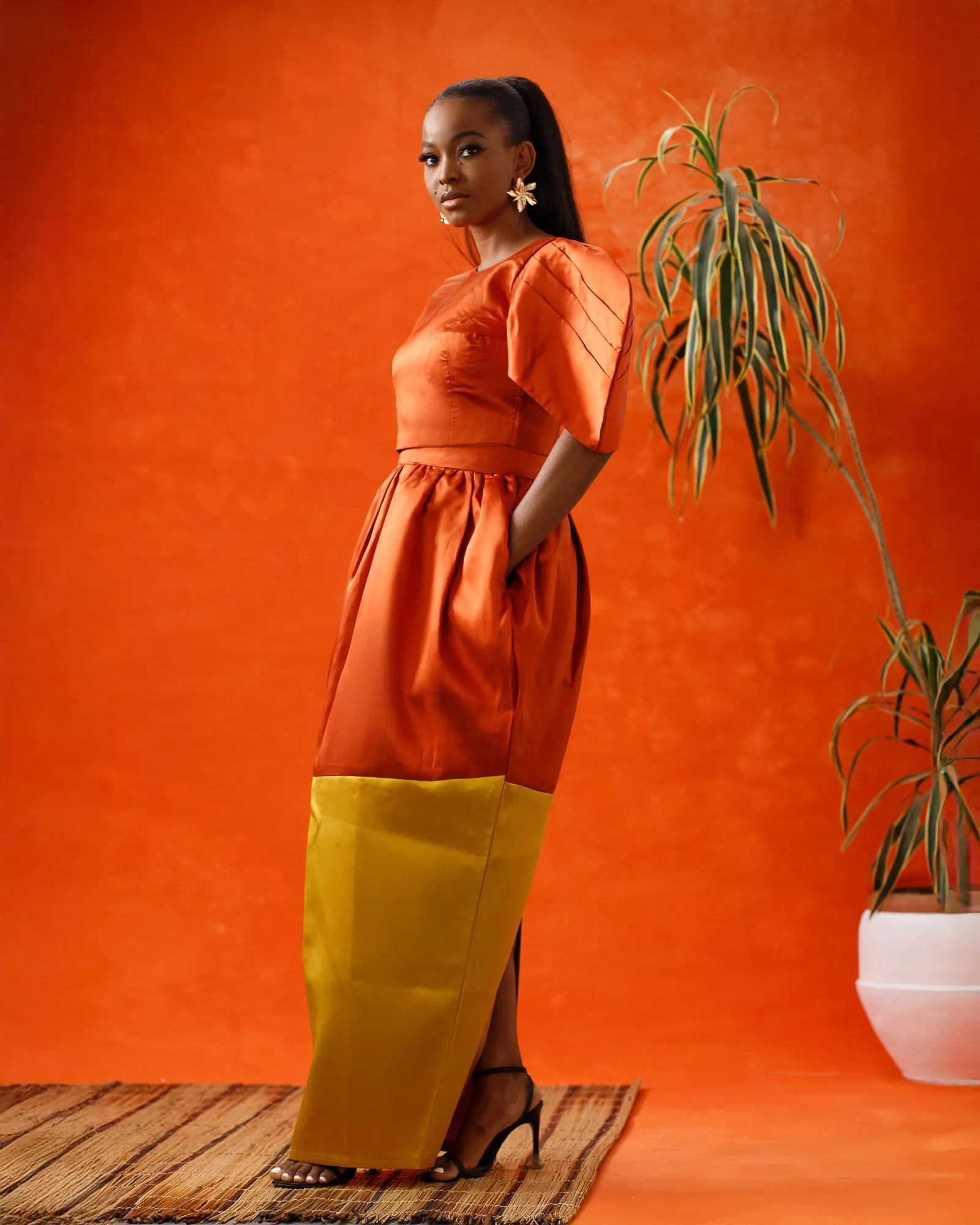 Aelia Two-Piece Set (Orange/Mustard)