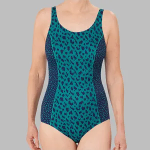 Amoena Manilla Full Bodice One Piece Pocketed Mastectomy Swimsuit - Dark Blue & Teal - 71615