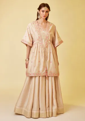 Angora white angrakha and skirt set