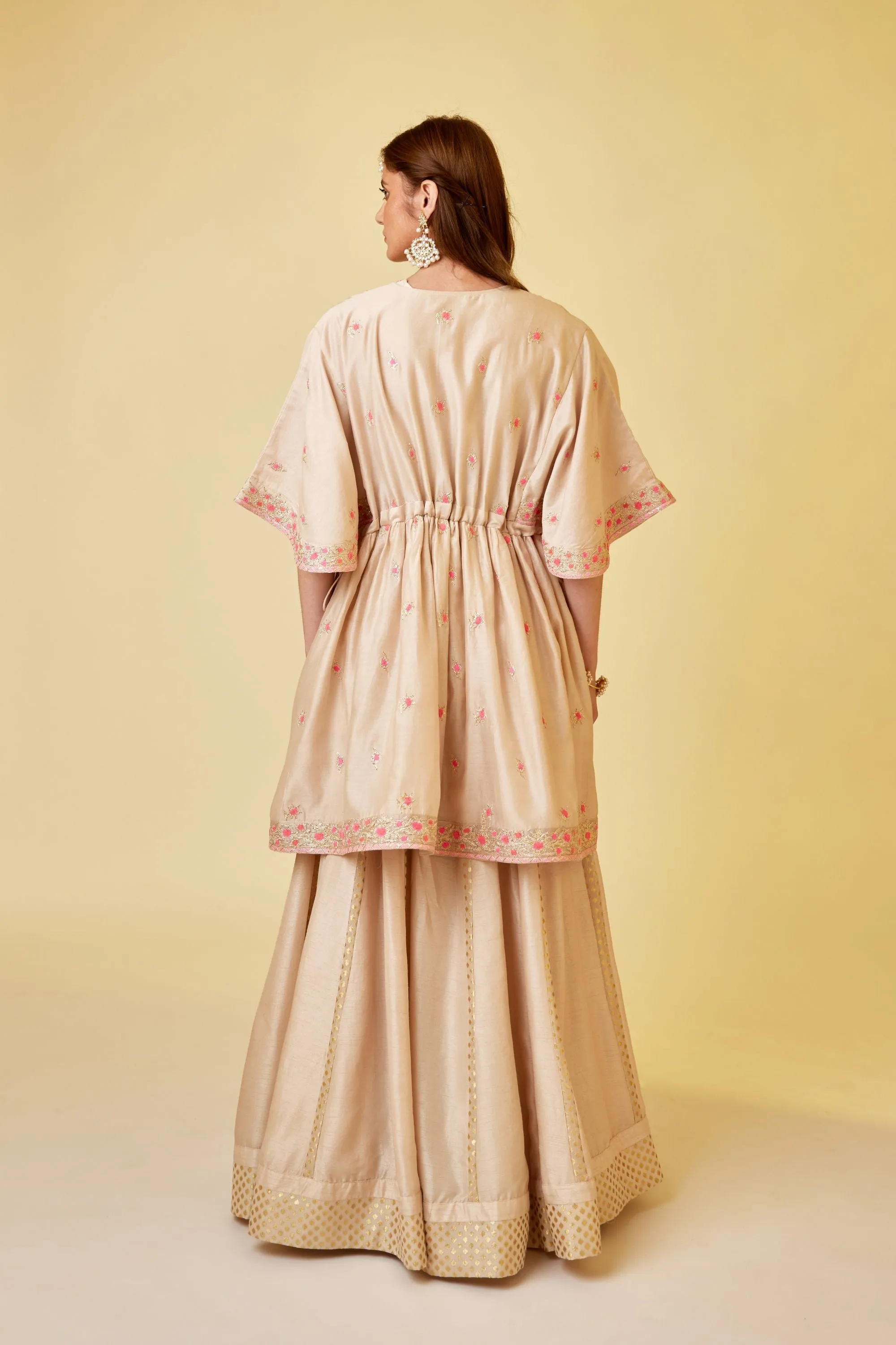 Angora white angrakha and skirt set