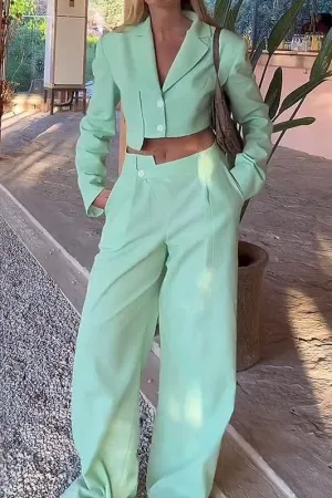 Asymmetrical French Lapel Button Suit