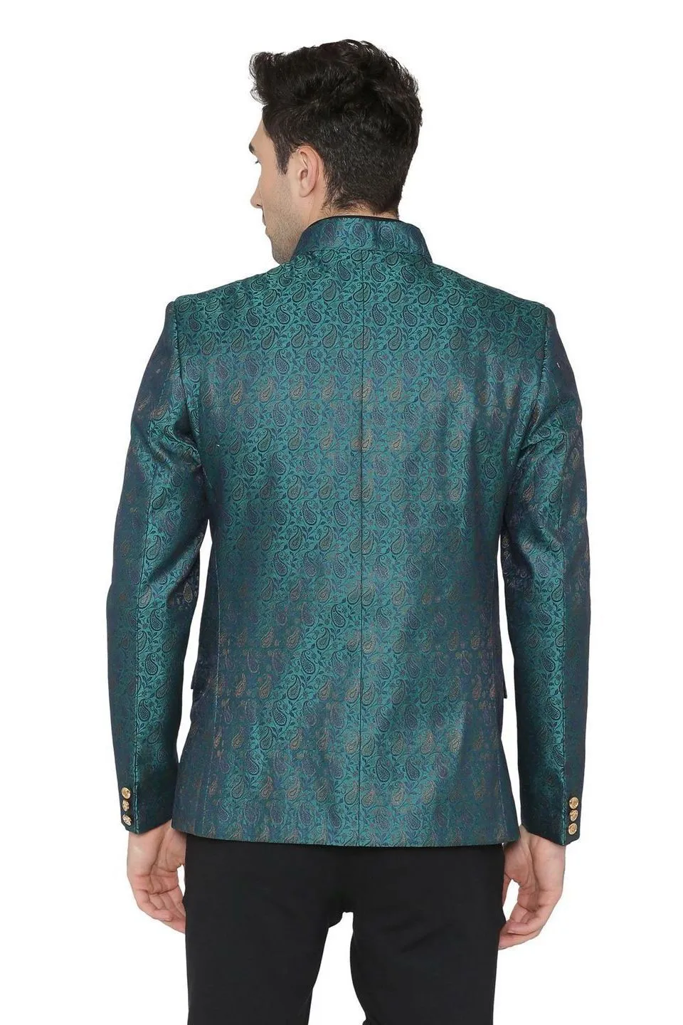 Banarasi Rayon Cotton Green Bandhgala