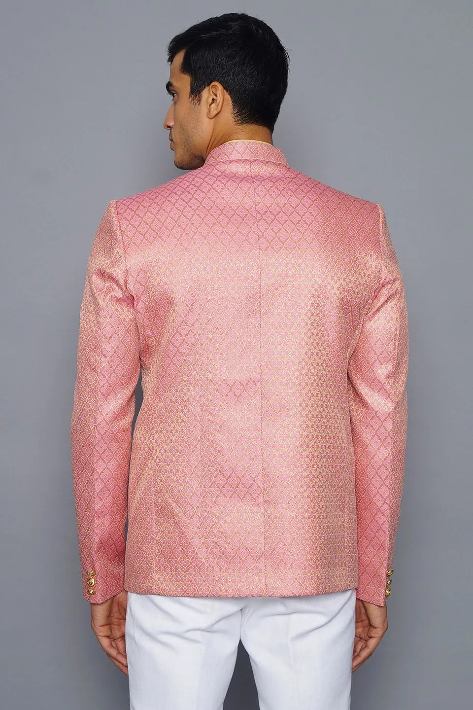 Banarasi Rayon Cotton Pink Bandhgala