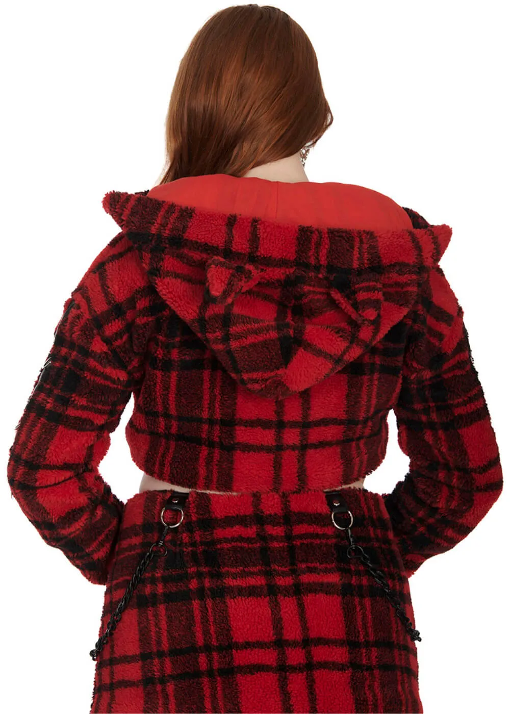 Banned Alternative Eri Tartan Hoodie Black Red