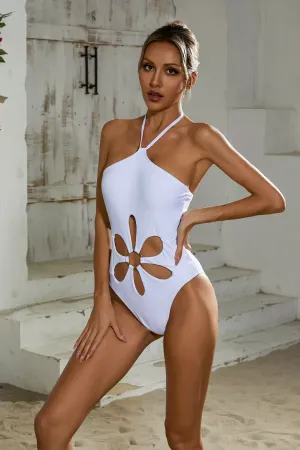 Beata White Cut Out One Piece Swimwear