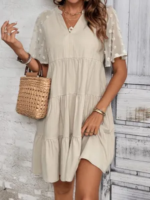 Beige Tiered Mini Dress