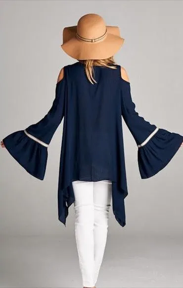 BELL SLEEVE TUNIC BLUE-
