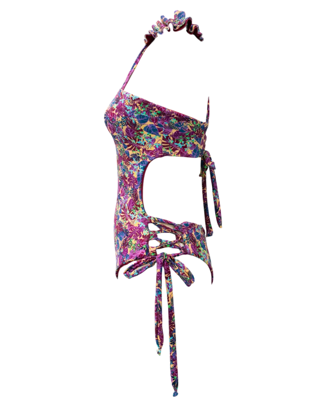 Berry Floral/Berry Shimmer Reversible Butterfly One Piece