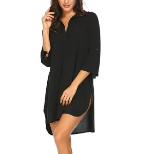 Black Apple Hem Shirt Dress