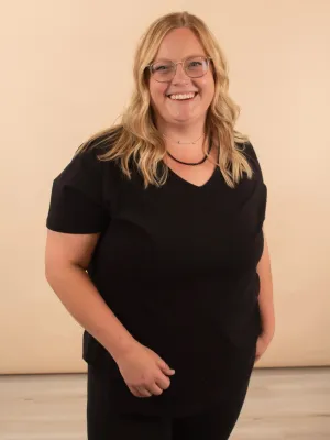 Black Basic V-Neck Tee
