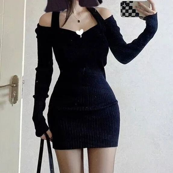 Black Cold Shoulder Bodycon Dress