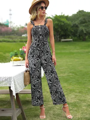 Black Jumpsuit With Ruffle Strap