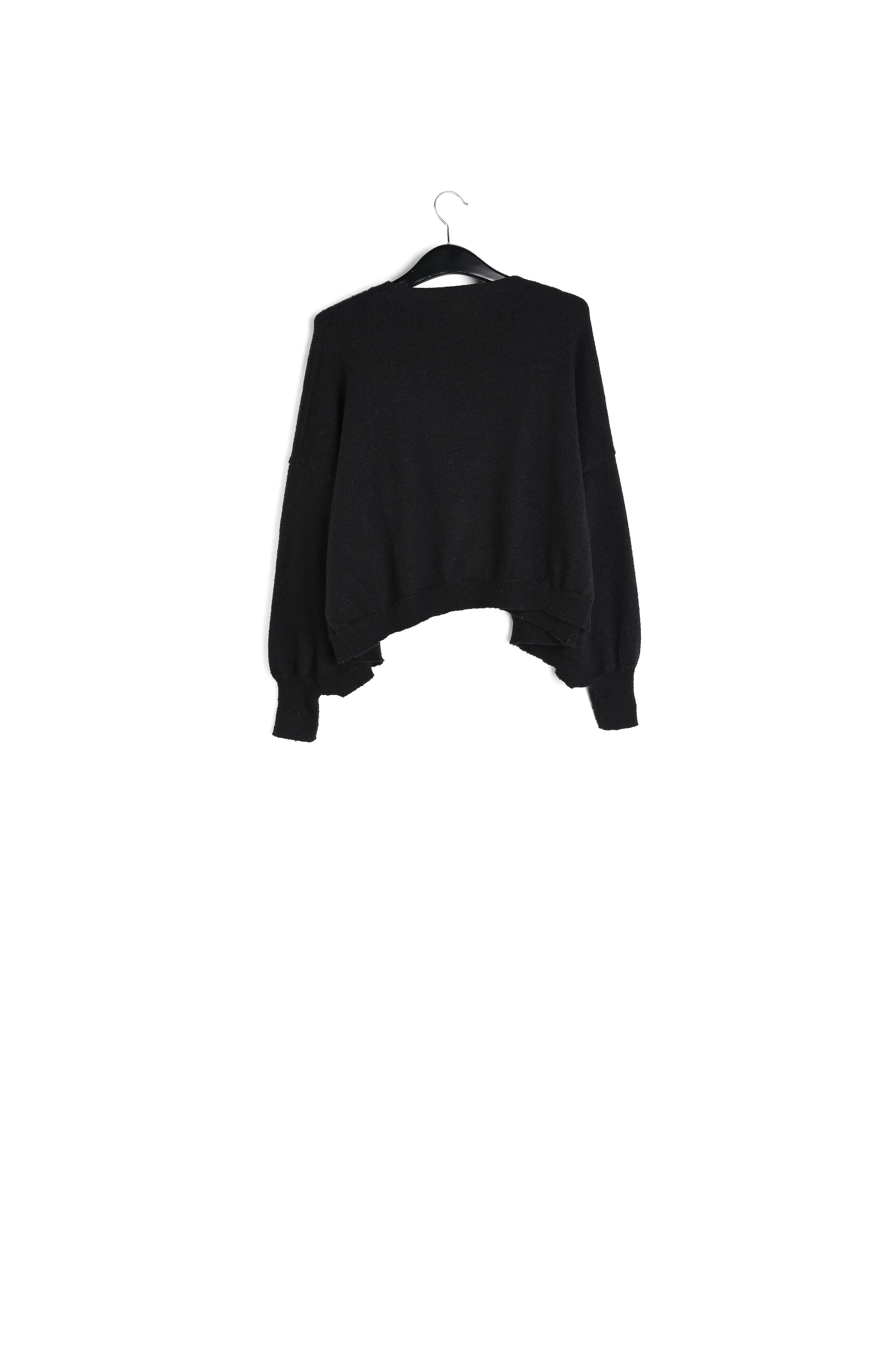 Black knit sweater with cape effect