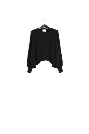 Black knit sweater with cape effect