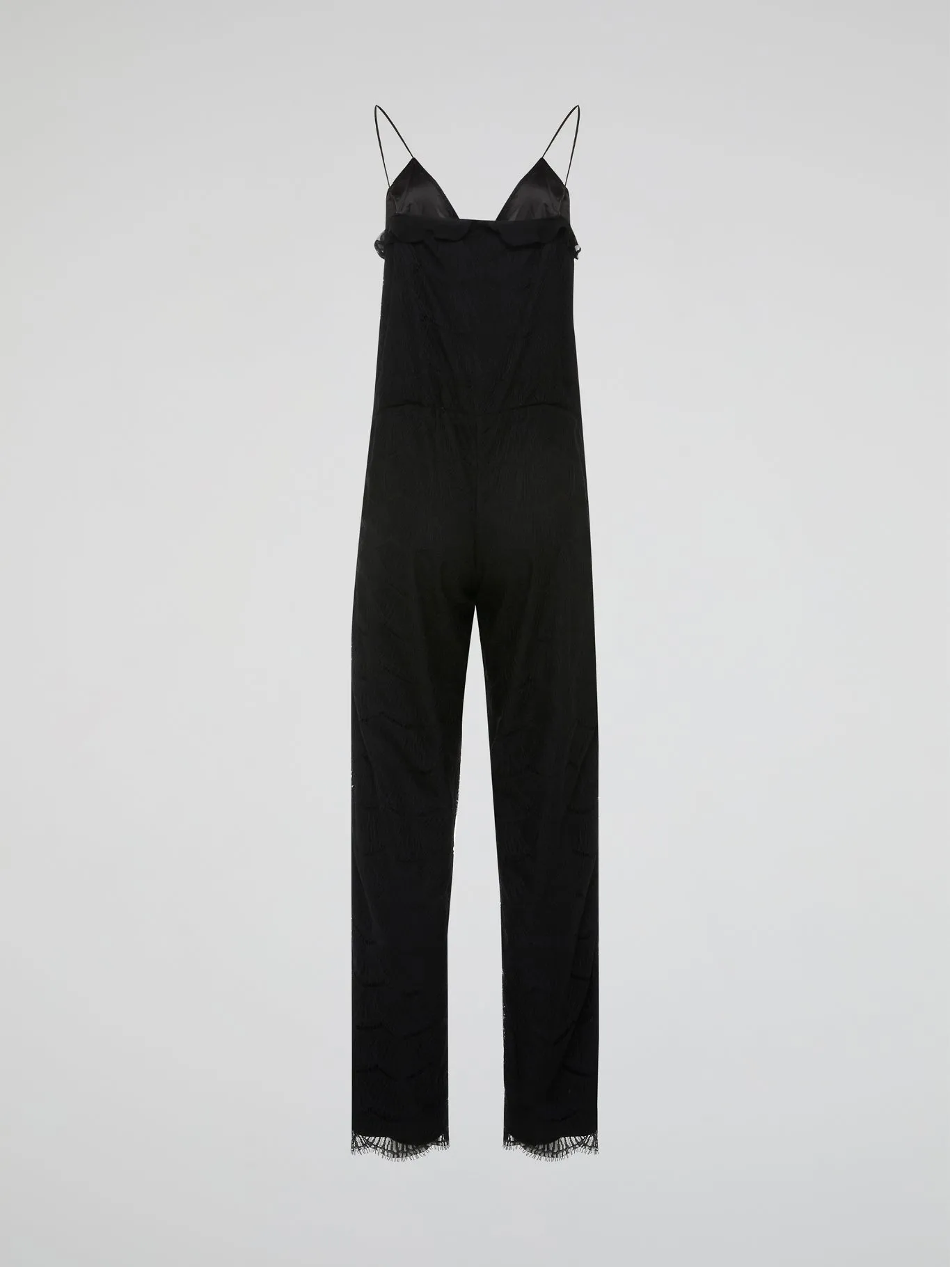 Black Lace Trim Jumpsuit