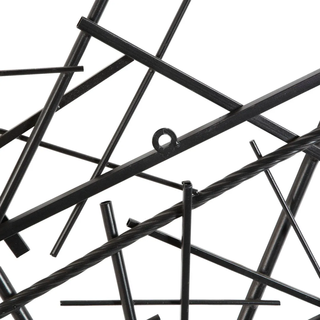 Black Metal Overlapping Lines Geometric Home Wall Decor Mercury Row®
