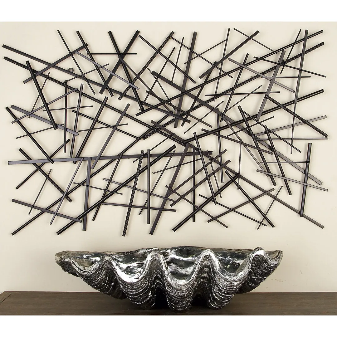 Black Metal Overlapping Lines Geometric Home Wall Decor Mercury Row®