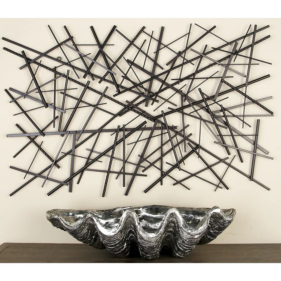 Black Metal Overlapping Lines Geometric Home Wall Decor Mercury Row®