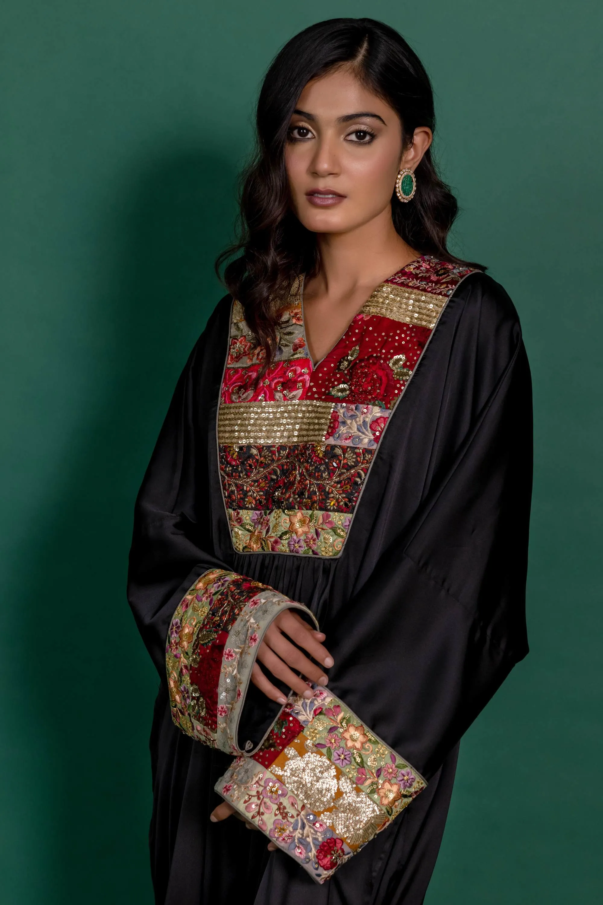 Black patchwork kaftan