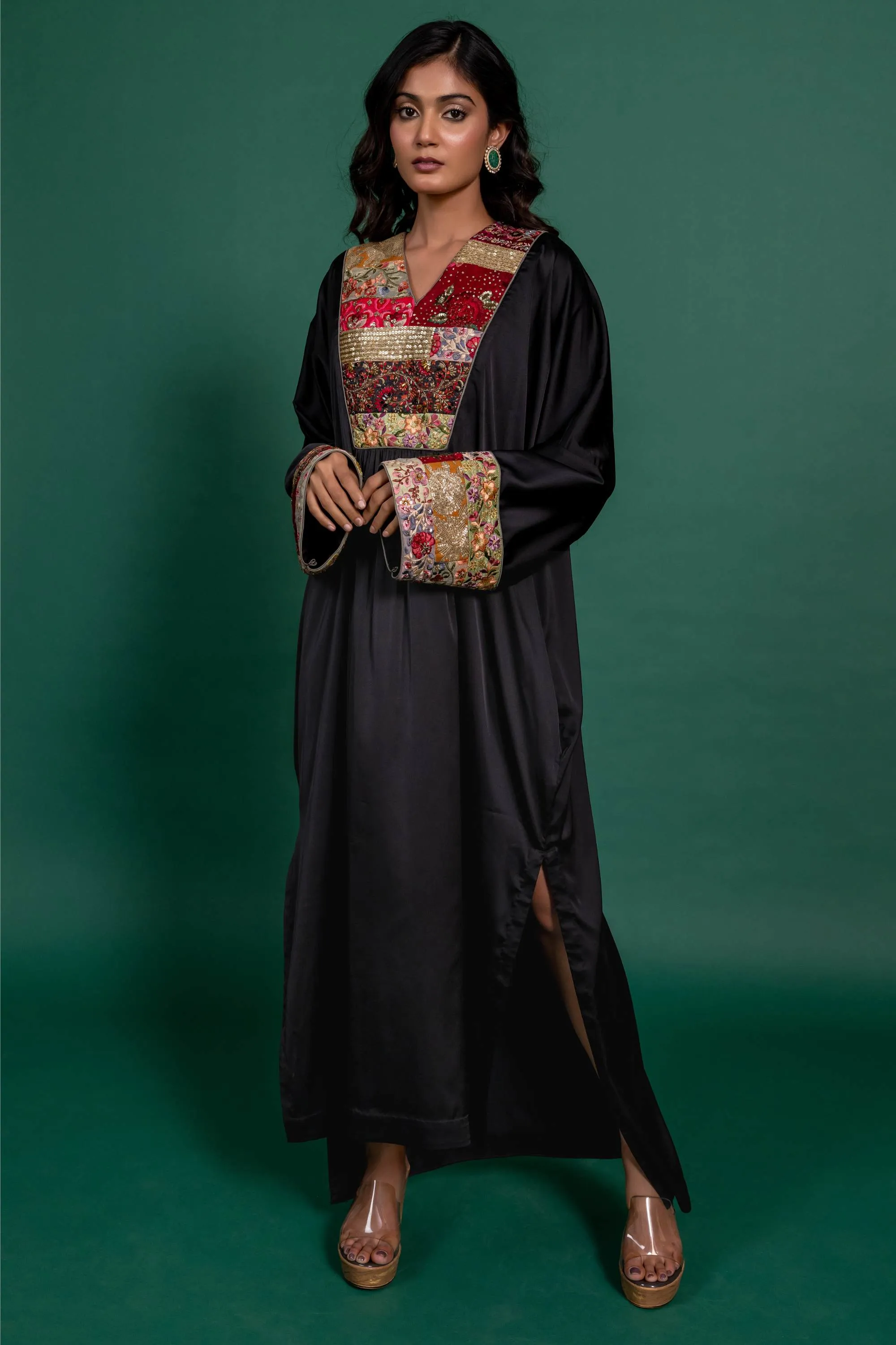Black patchwork kaftan