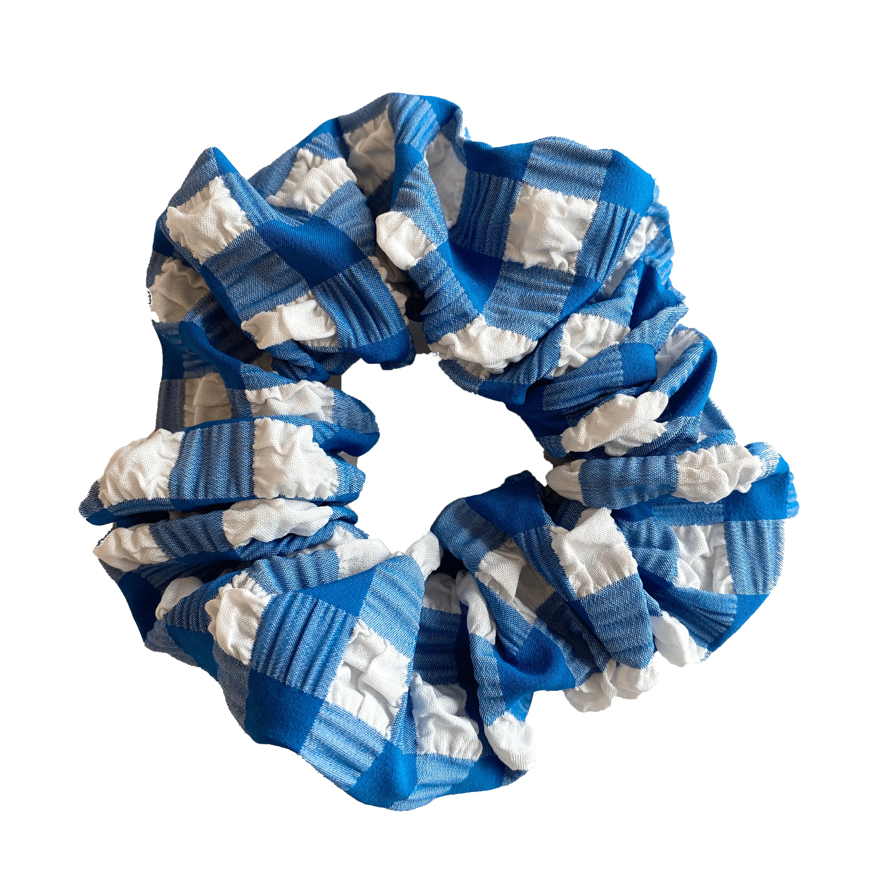 Blue Gingham Scrunchie