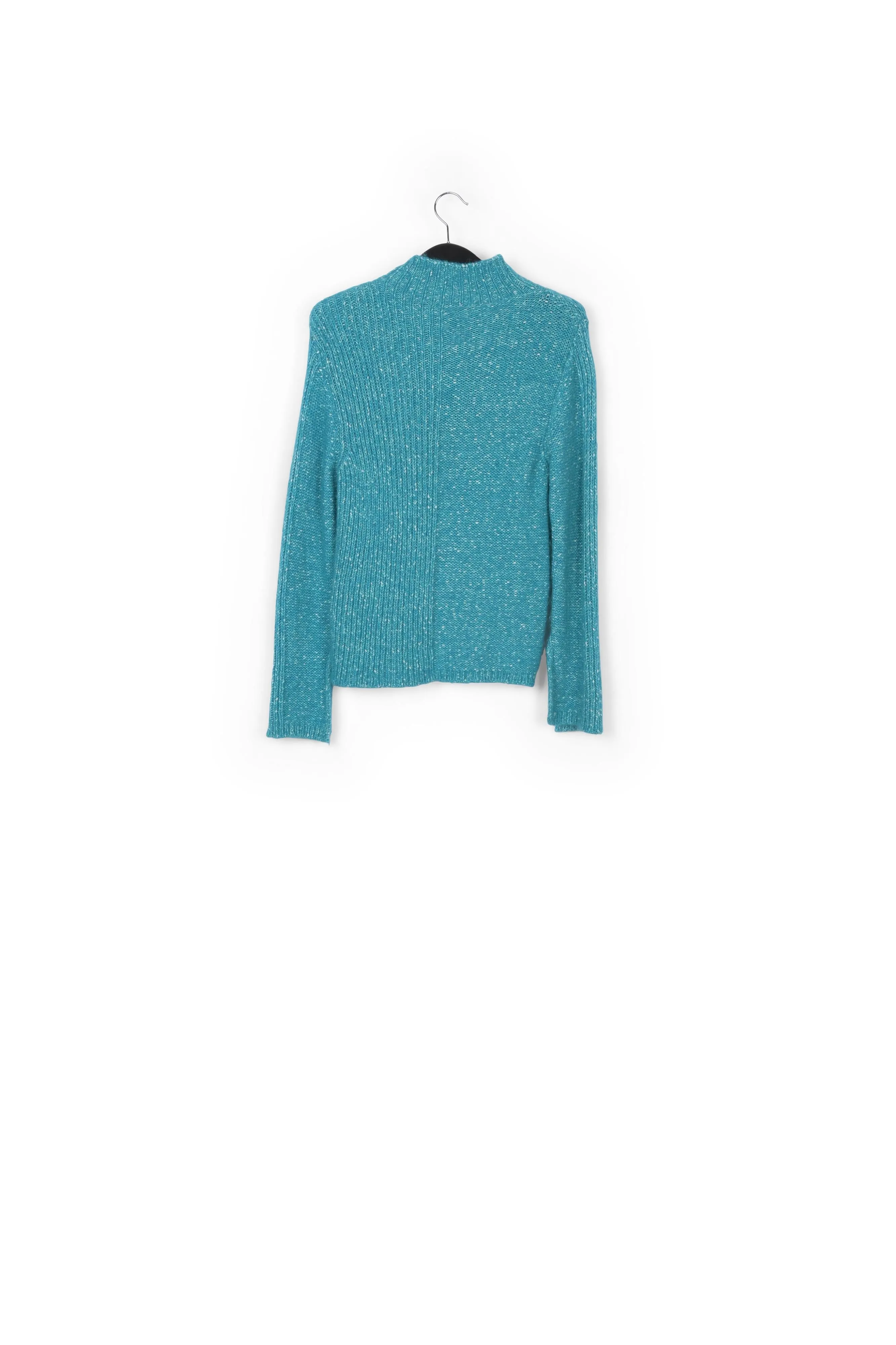Blue mélange turtleneck knit sweater