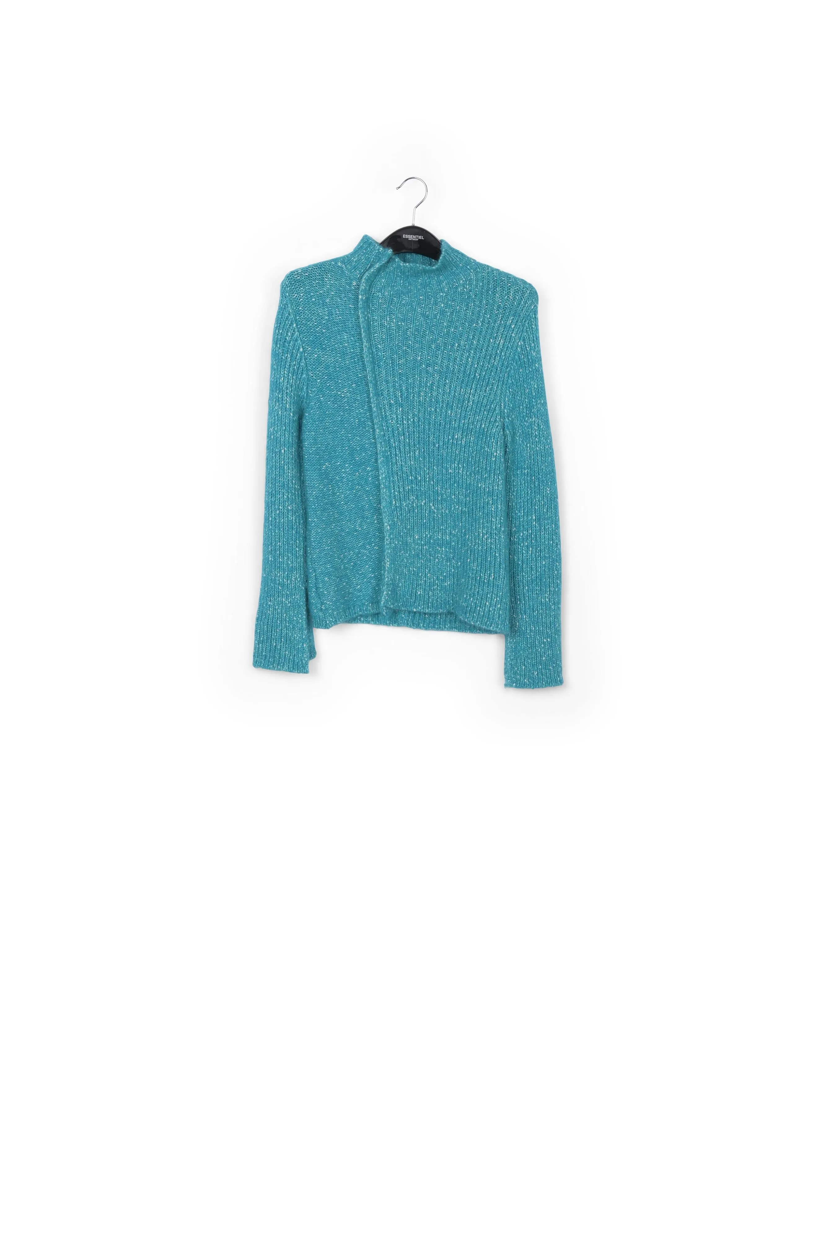 Blue mélange turtleneck knit sweater
