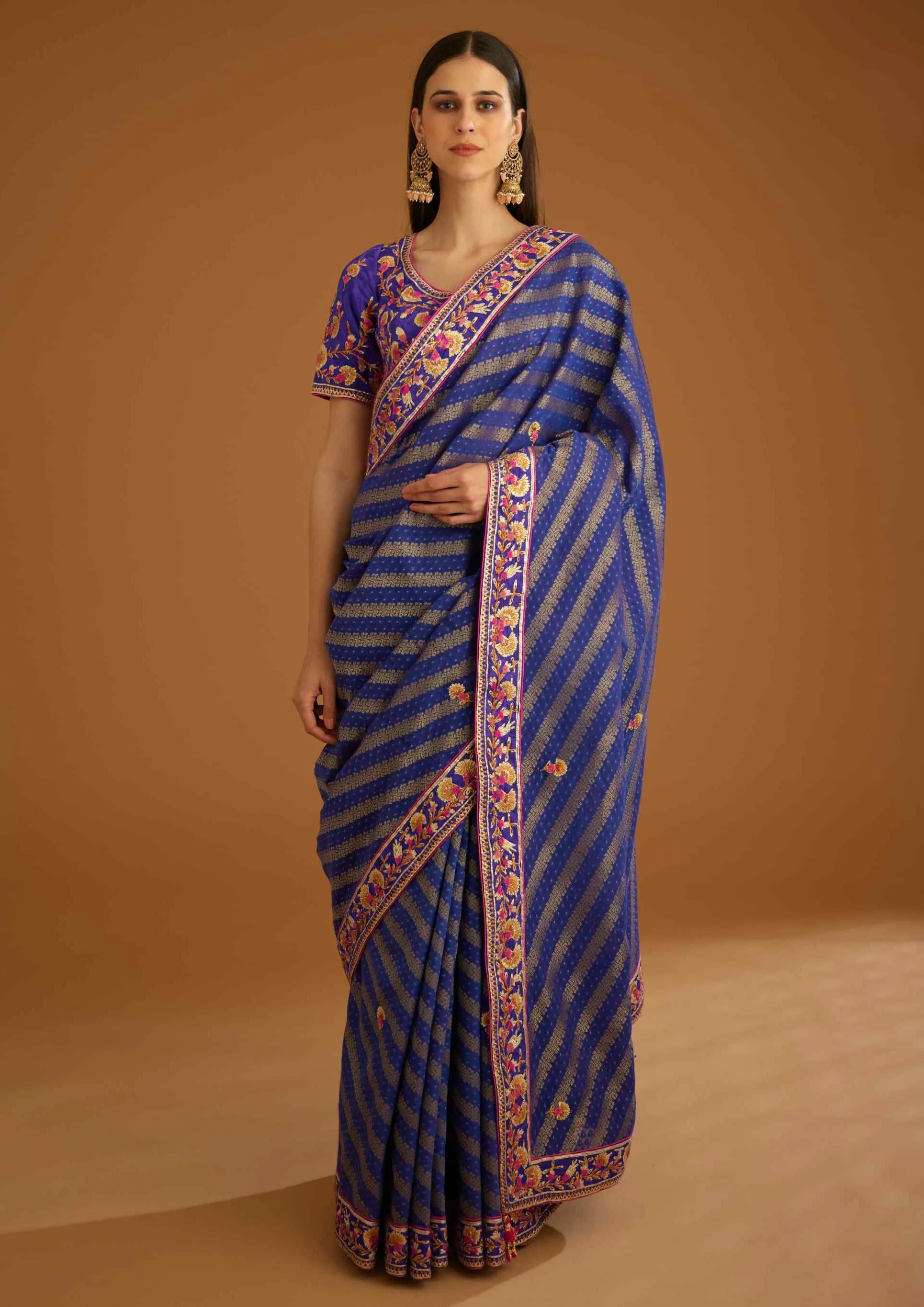 Blue violet gota sari and blouse