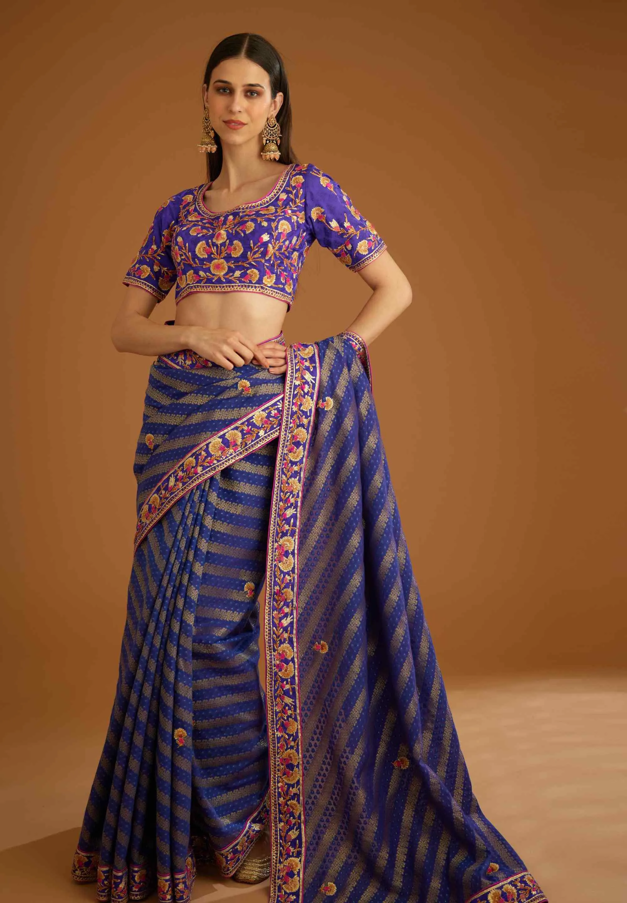Blue violet gota sari and blouse