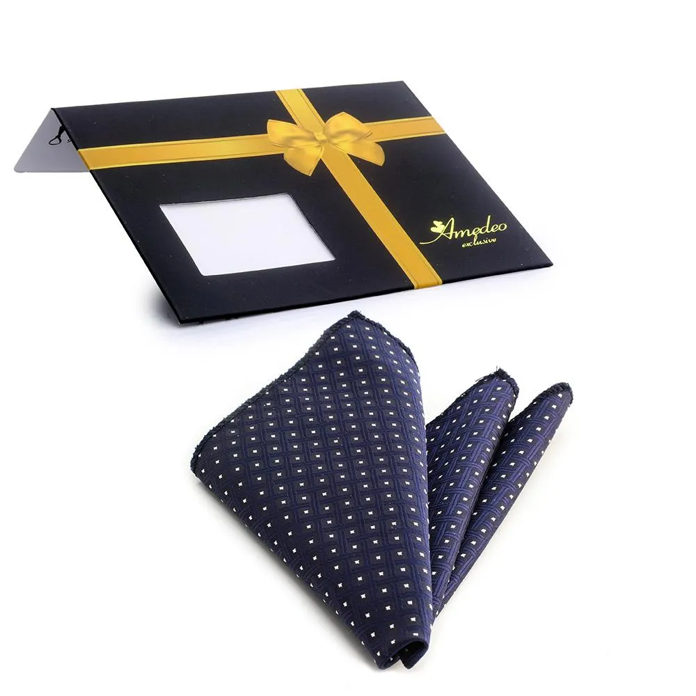 Blue White Mens Pocket Square - Premium Silk Handkerchiefs for Suits