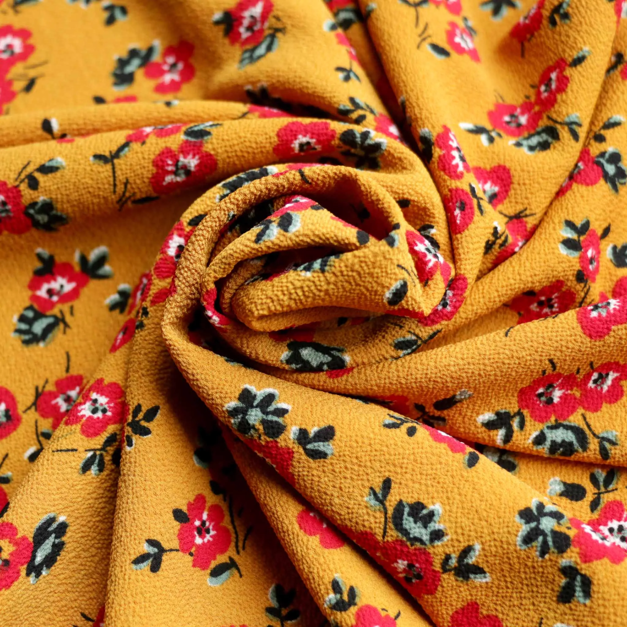 Bubble Crepe Fabric - Mustard